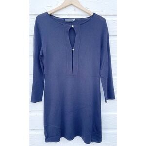 Giordano Ladies Dress Black Knit Open Front Classic Long Sleeve Midi